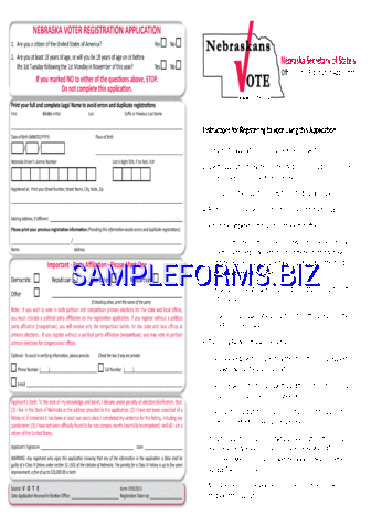Nebraska Voter Registration Form pdf free